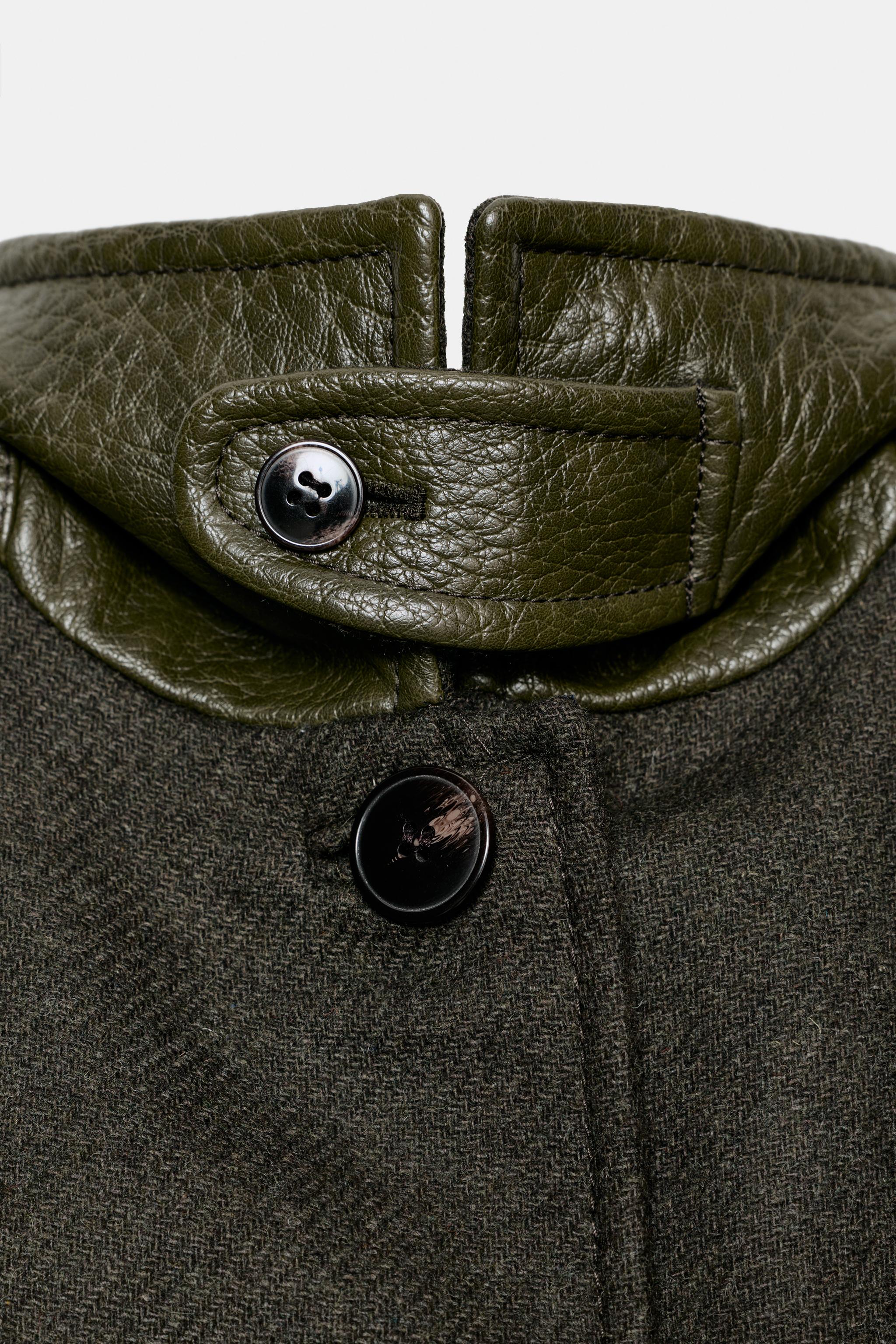 WOOL COAT WITH PUFF SLEEVES AND CONTRAST COLLAR